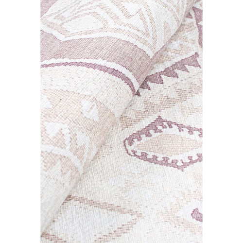 Ethnic Cotton Area Rug - Washable Non Slip Beige Patterned Soft Microfiber Carpet