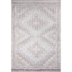 Digital Print Area Rug - Beige Geometric Cotton Washable Non Slip Carpet