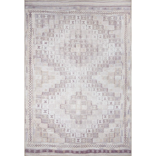 Digital Print Area Rug - Beige Geometric Cotton Washable Non Slip Carpet