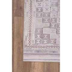 Digital Print Area Rug - Beige Geometric Cotton Washable Non Slip Carpet