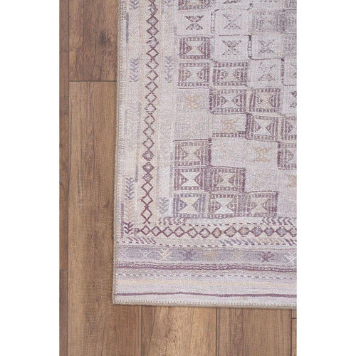 Digital Print Area Rug - Beige Geometric Cotton Washable Non Slip Carpet