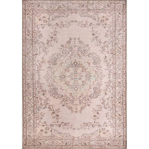 Beige Medallion Area Rug - Washable Non Slip Cotton Floor Carpet for Living Room