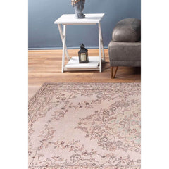 Beige Medallion Area Rug - Washable Non Slip Cotton Floor Carpet for Living Room