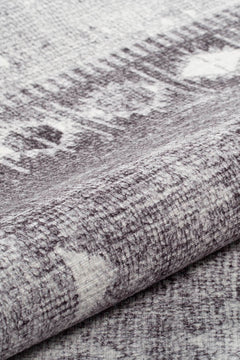 Ethnic Cotton Area Rug – Washable Non Slip Grey Soft Microfiber Carpet
