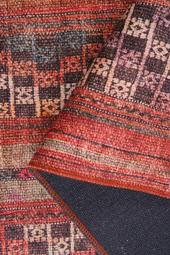 Red Ethnic Area Rug | Washable Non Slip Polyester Woven Cotton Area Rug