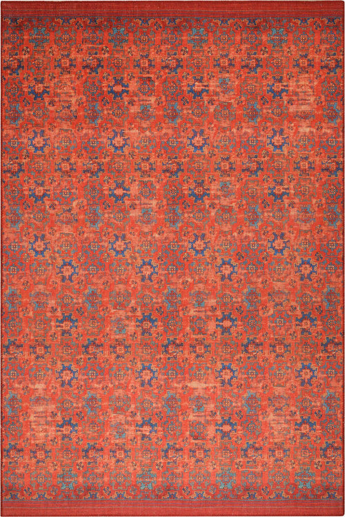 Red Tribal Area Rug - Washable Non Slip Cotton Area Rug for Living Room