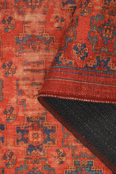 Red Tribal Area Rug - Washable Non Slip Cotton Area Rug for Living Room