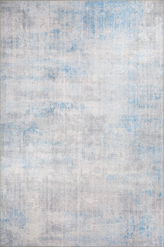 Modern Cotton Area Rug – Washable Non Slip Grey Blue Soft Microfiber Carpet