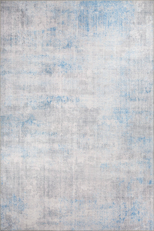 Modern Cotton Area Rug – Washable Non Slip Grey Blue Soft Microfiber Carpet