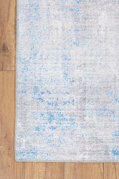 Modern Cotton Area Rug – Washable Non Slip Grey Blue Soft Microfiber Carpet