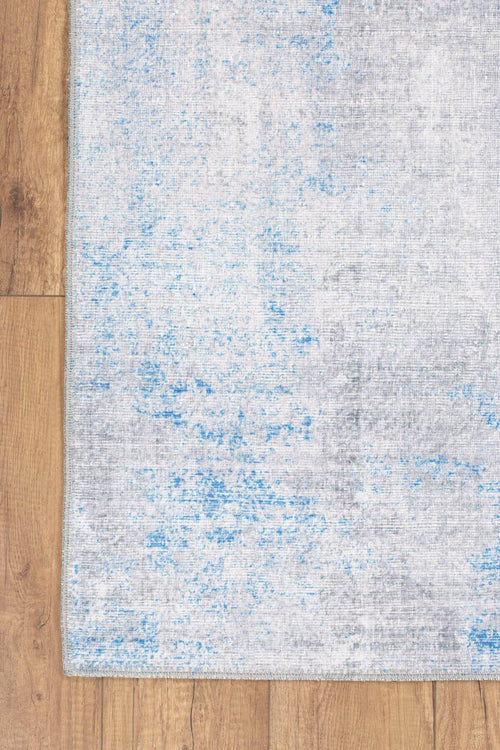 Modern Cotton Area Rug – Washable Non Slip Grey Blue Soft Microfiber Carpet
