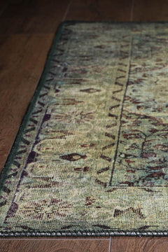 Digital Print Area Rug - Green Medallion Cotton Soft Microfiber Carpet