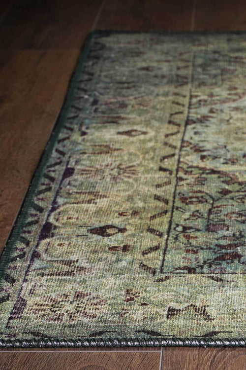 Digital Print Area Rug - Green Medallion Cotton Soft Microfiber Carpet