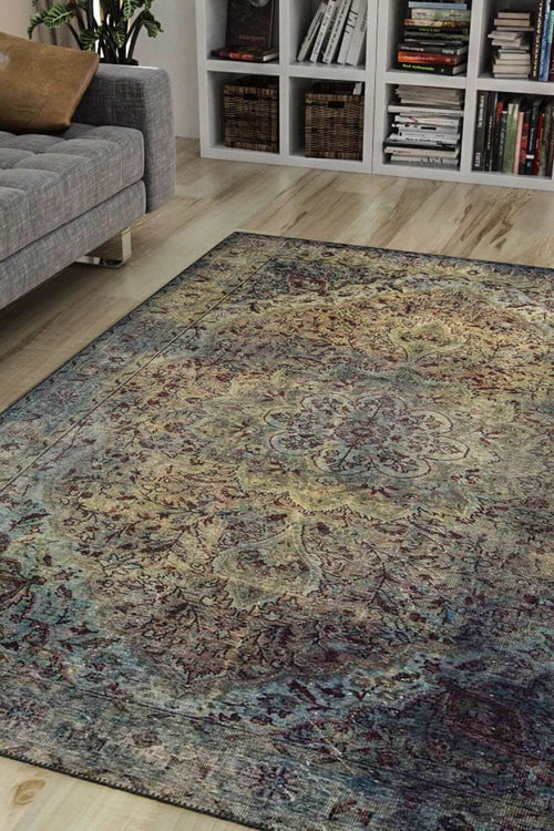 Digital Print Area Rug - Green Medallion Cotton Soft Microfiber Carpet