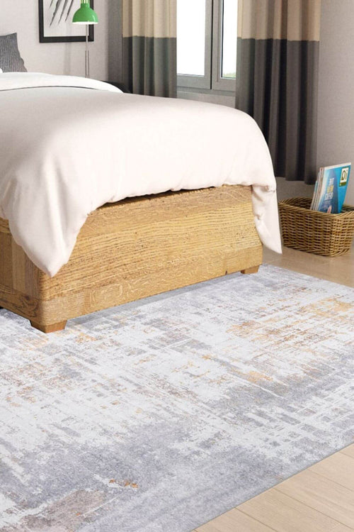Modern Cotton Area Rug – Washable Non Slip Grey Soft Microfiber Carpet