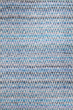 Blue Geometric Area Rug – Washable Non Slip Cotton Rug with High Resolution Print