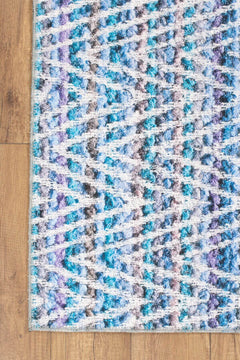 Blue Geometric Area Rug – Washable Non Slip Cotton Rug with High Resolution Print