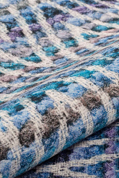 Blue Geometric Area Rug – Washable Non Slip Cotton Rug with High Resolution Print