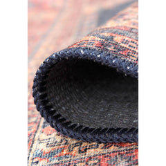 Navy Medallion Area Rug - Washable Non Slip Cotton Decorative Floor Covering