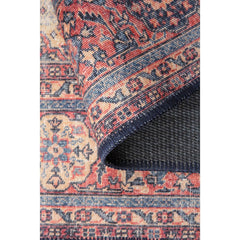 Navy Medallion Area Rug - Washable Non Slip Cotton Decorative Floor Covering