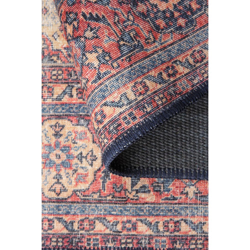 Navy Medallion Area Rug - Washable Non Slip Cotton Decorative Floor Covering