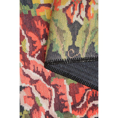 Digital Print Area Rug – Washable Non Slip Black Floral Cotton Rug for Living Room