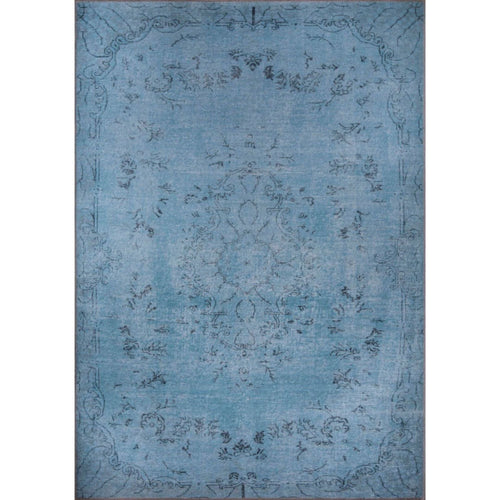 Vintage Cotton Area Rug - Washable Non Slip Blue Soft Microfiber Carpet