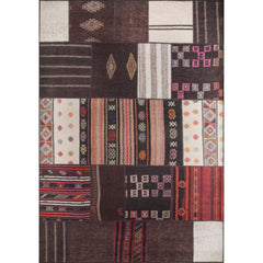 Patchwork Area Rug - Brown Cotton Washable Non Slip Soft Microfiber Carpet