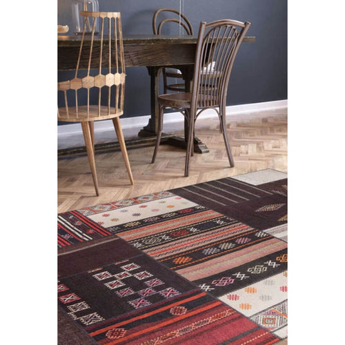Patchwork Area Rug - Brown Cotton Washable Non Slip Soft Microfiber Carpet