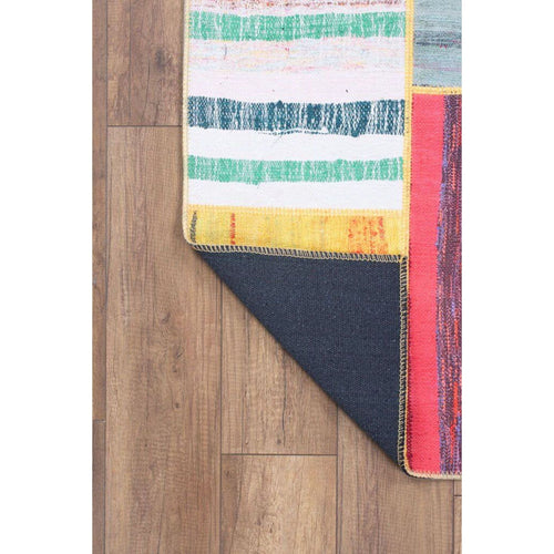 Patchwork Area Rug – Washable Non Slip Cotton Microfiber Floor Rug with Colorful Design