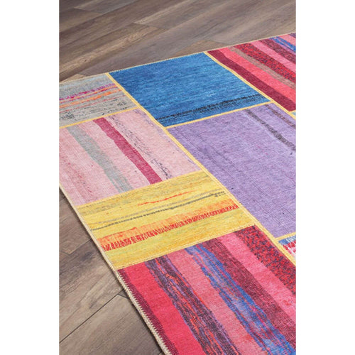 Patchwork Area Rug – Washable Non Slip Cotton Microfiber Floor Rug with Colorful Design