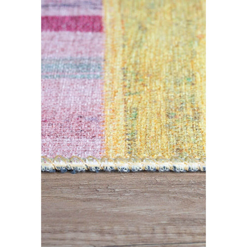 Patchwork Area Rug – Washable Non Slip Cotton Microfiber Floor Rug with Colorful Design