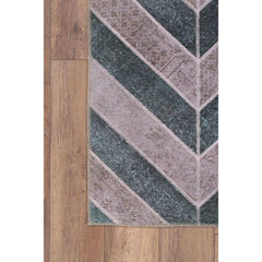 Green Geometric Area Rug – Washable Non Slip Cotton Area Rug with Soft Microfiber