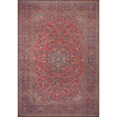 Red Medallion Area Rug – Washable Non Slip Cotton Decorative Floor Mat