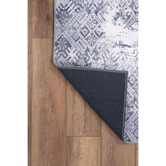 Grey Geometric Area Rug - Washable Non Slip Cotton Microfiber Carpet