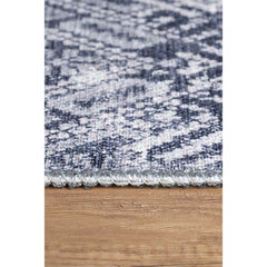 Grey Geometric Area Rug - Washable Non Slip Cotton Microfiber Carpet