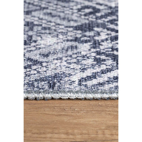 Grey Geometric Area Rug - Washable Non Slip Cotton Microfiber Carpet