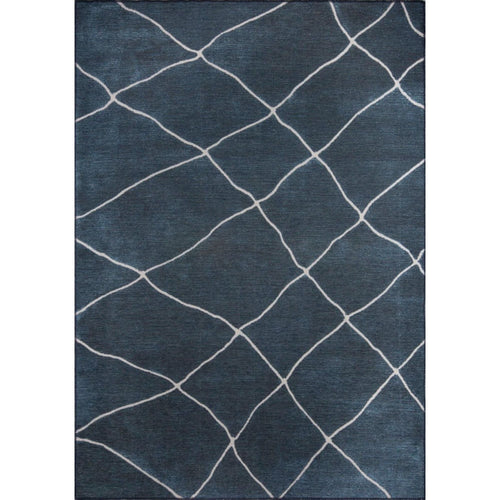 Navy Geometric Area Rug - Washable Non Slip Cotton Area Rug for Living Room