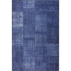 Digital Print Area Rug – Washable Non Slip Navy Blue Patchwork Floor Rug