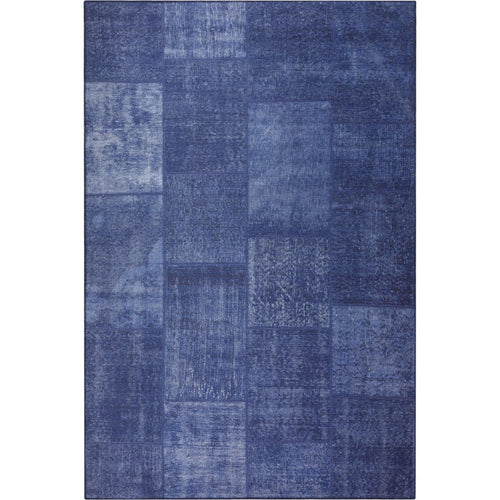 Digital Print Area Rug – Washable Non Slip Navy Blue Patchwork Floor Rug