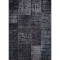 Black Patchwork Rug - Washable Non Slip Cotton Area Rug With Soft Microfiber