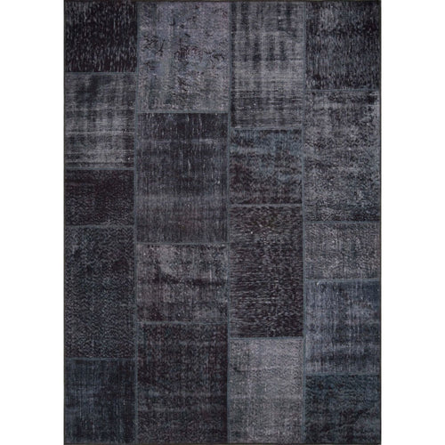 Black Patchwork Rug - Washable Non Slip Cotton Area Rug With Soft Microfiber