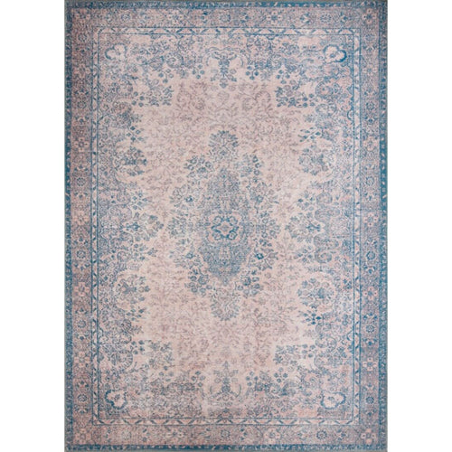 Digital Print Area Rug - Blue Medallion Cotton Soft Polyester Carpet Washable