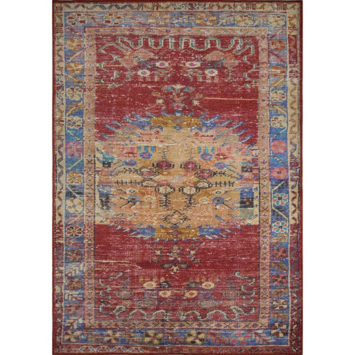 Ethnic Cotton Area Rug - Washable Non Slip Red Decorative Soft Microfiber Carpet