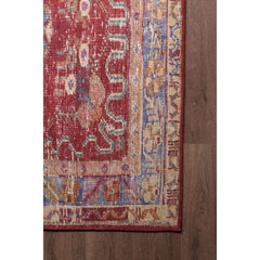 Ethnic Cotton Area Rug - Washable Non Slip Red Decorative Soft Microfiber Carpet