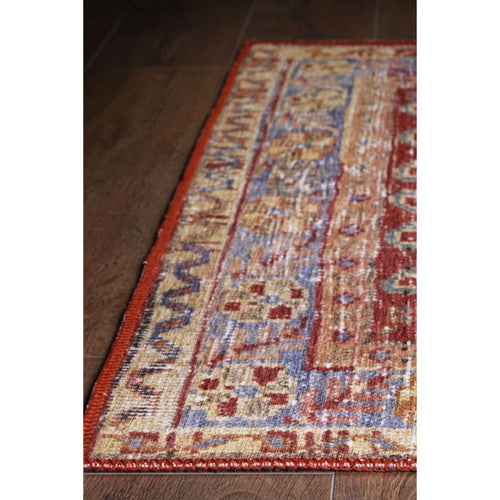 Ethnic Cotton Area Rug - Washable Non Slip Red Decorative Soft Microfiber Carpet