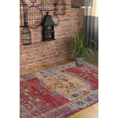 Ethnic Cotton Area Rug - Washable Non Slip Red Decorative Soft Microfiber Carpet