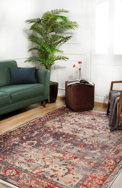 Digital Print Area Rug – Classic Brown Non Slip Antibacterial Carpet for Living Room