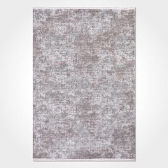 Geometric Area Rug – Machine Made Cream Rug with Softness Polyester Blend and Laser Edge Cut