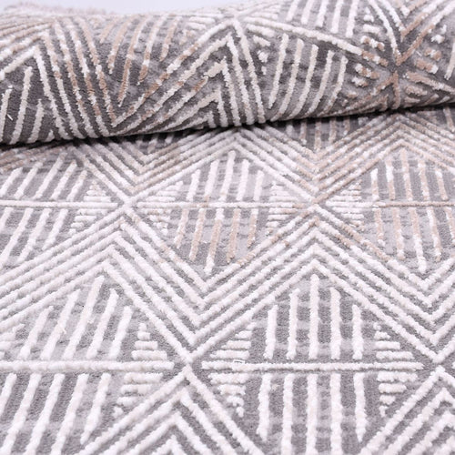Geometric Area Rug – Machine Made Cream Rug with Softness Polyester Blend and Laser Edge Cut